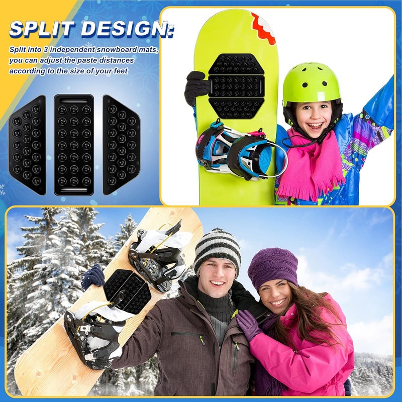 BeapTcely Black Snowboard Stomp Pads, Snowboard Grip Pad Anti Slip Mat Self Adhesive Rubber Ski Snowboard Stomp Pad Provides Extra Grip for Snowboarding for Men Women - Image 5